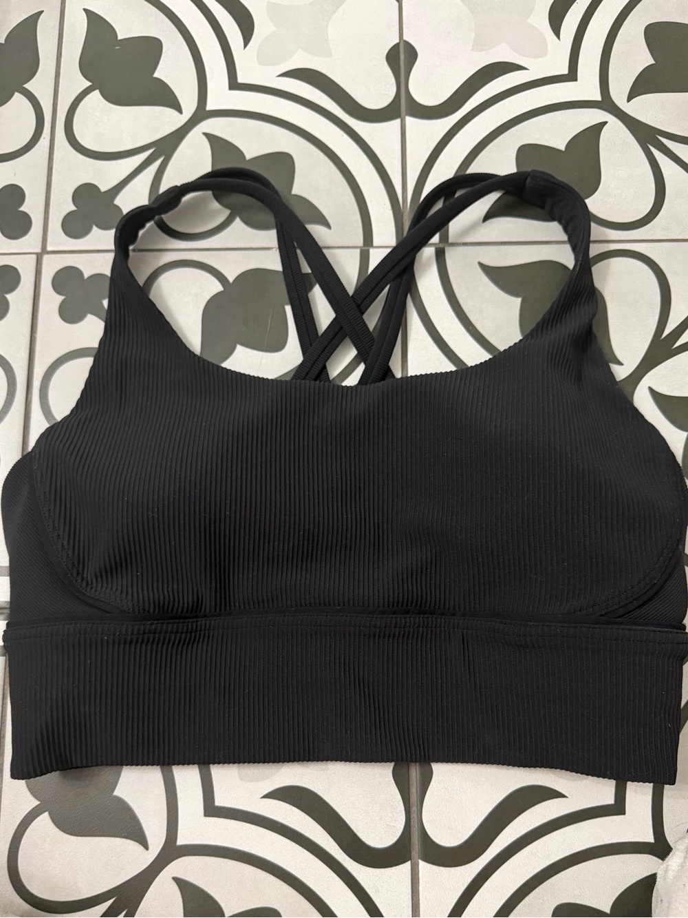 lululemon athletica Black Ribbed Energy long line bre